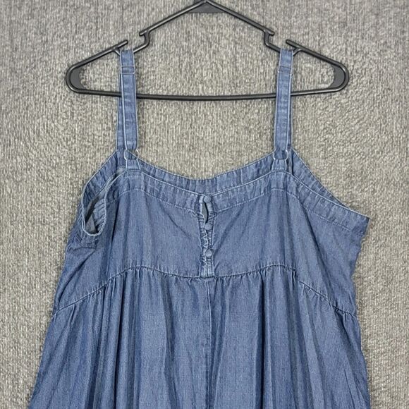 Natural Life Patti Side Slit Maxi Dress Women XXL Blue Chambray Boho Cottagecore - Picture 8 of 11